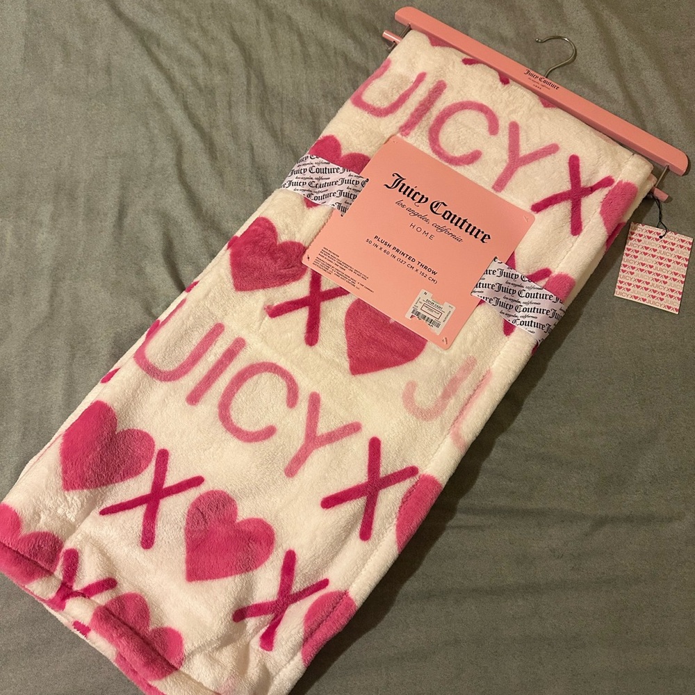 Juicy Couture Pink and White Blanket